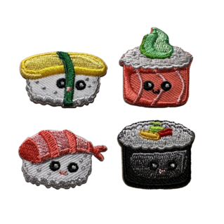 Geborduurde badges van sushi