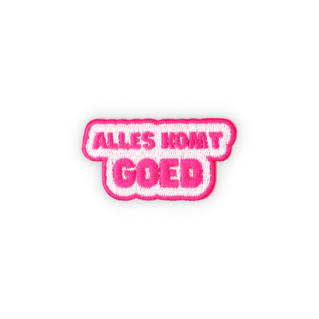 Geborduurde badge quote alles komt goed
