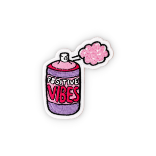 Geborduurde badge quote positive vibes