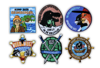 Jeugd 6 geborduurde badges in diverse thema's zoals dieren, piraten en filmreferenties