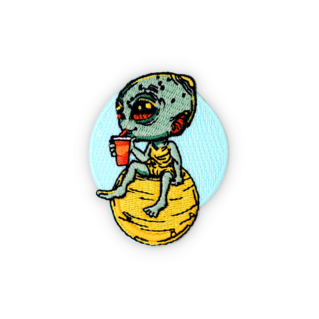 Geborduurde badge van een vrolijke alien