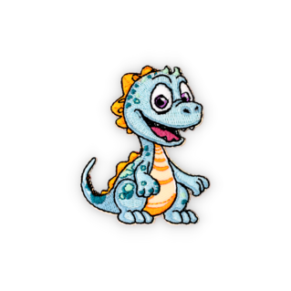 Geborduurde badge blauwe dino