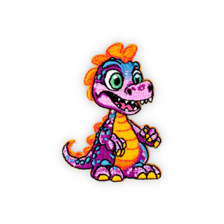 Geborduurde badge paarse dino