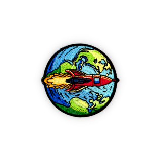 Geborduurde badge raket 